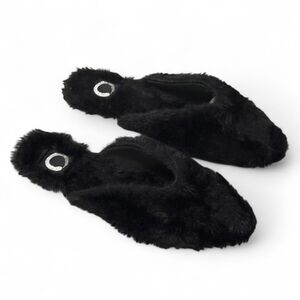 JOURNEE Collection Black Faux Fur Sundown Slipper, NEW! Size 11
